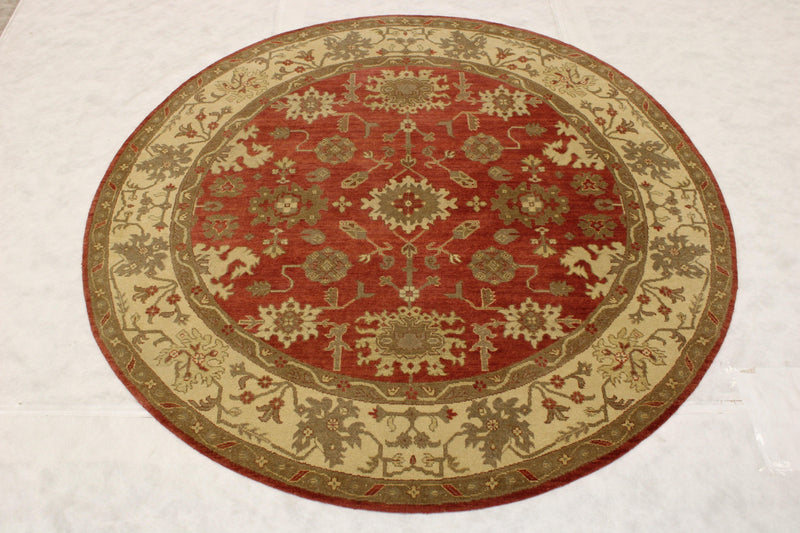 Wool Oriental Rugs, Round Rug, Oushak Rugs, 8x8 Round Carpet, Rug Decor