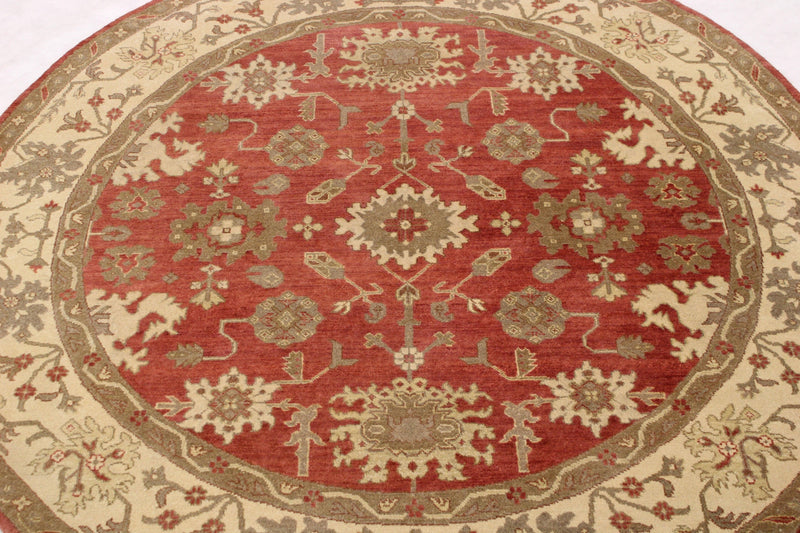 Wool Oriental Rugs, Round Rug, Oushak Rugs, 8x8 Round Carpet, Rug Decor