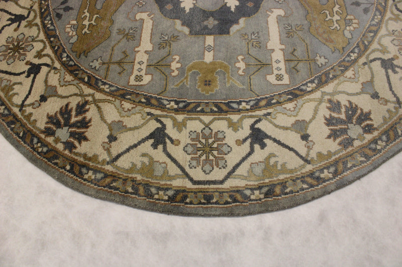 Oushak Rugs, Round Rugs, Natural Multi, Hand Knotted Wool Rug, Table Rug