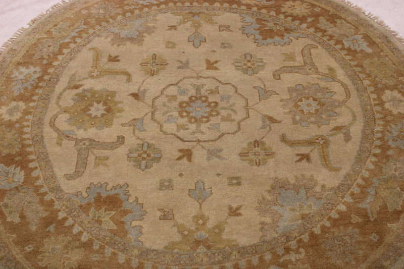 Round Rug, Oushak Rug, Hand Knotted Wool Rug, Round Carpet, Indian Rug 