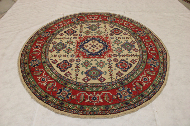 Kazak Rugs, Round Rug, Multicolored Area Rugs, Afghanistan Rugs For Sale