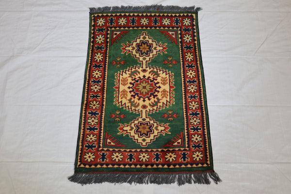 Afghan Kargahi Rug, Tribal Rug, 2x3 Area Rug, Turkman Rug