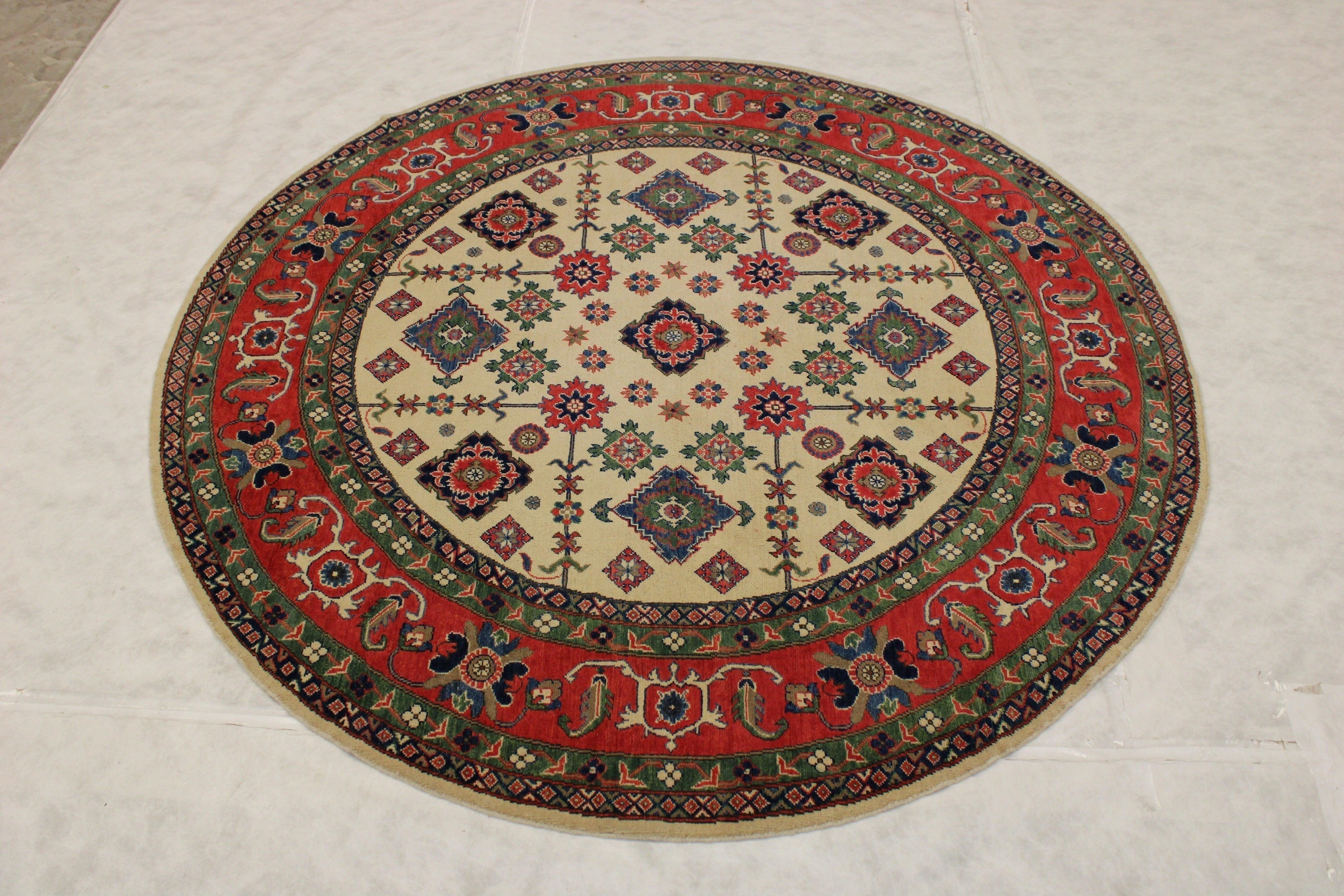 Kazak Rug, Round Rugs, Afghan Rug, Colorful Rugs, Round Carpet 