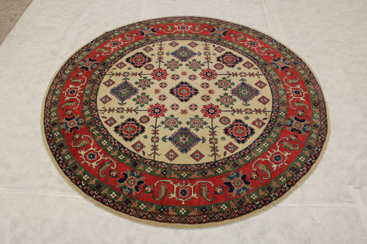 Kazak Rug, Round Rugs, Afghan Rug, Colorful Rugs, Round Carpet 