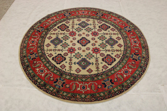 Kazak Rug, Round Rugs, Afghan Rug, Colorful Rugs, Round Carpet 