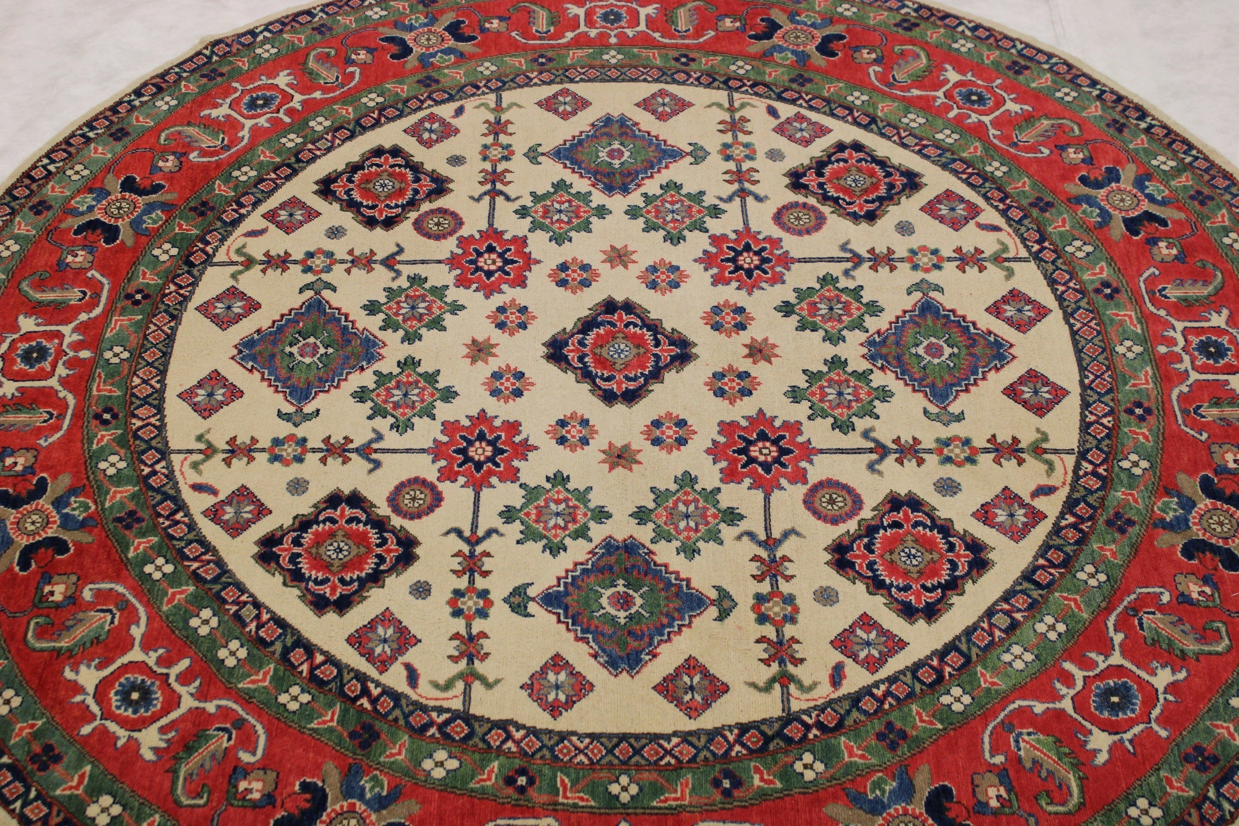 Kazak Rug, Round Rugs, Afghan Rug, Colorful Rugs, Round Carpet 