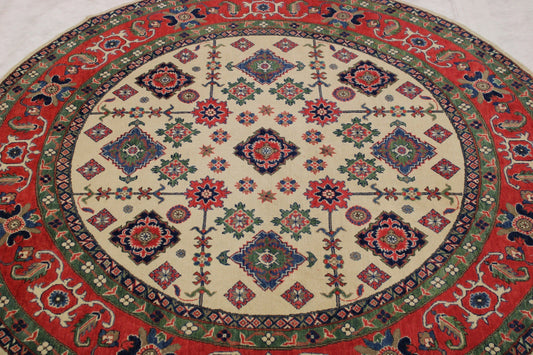 Kazak Rug, Round Rugs, Afghan Rug, Colorful Rugs, Round Carpet 