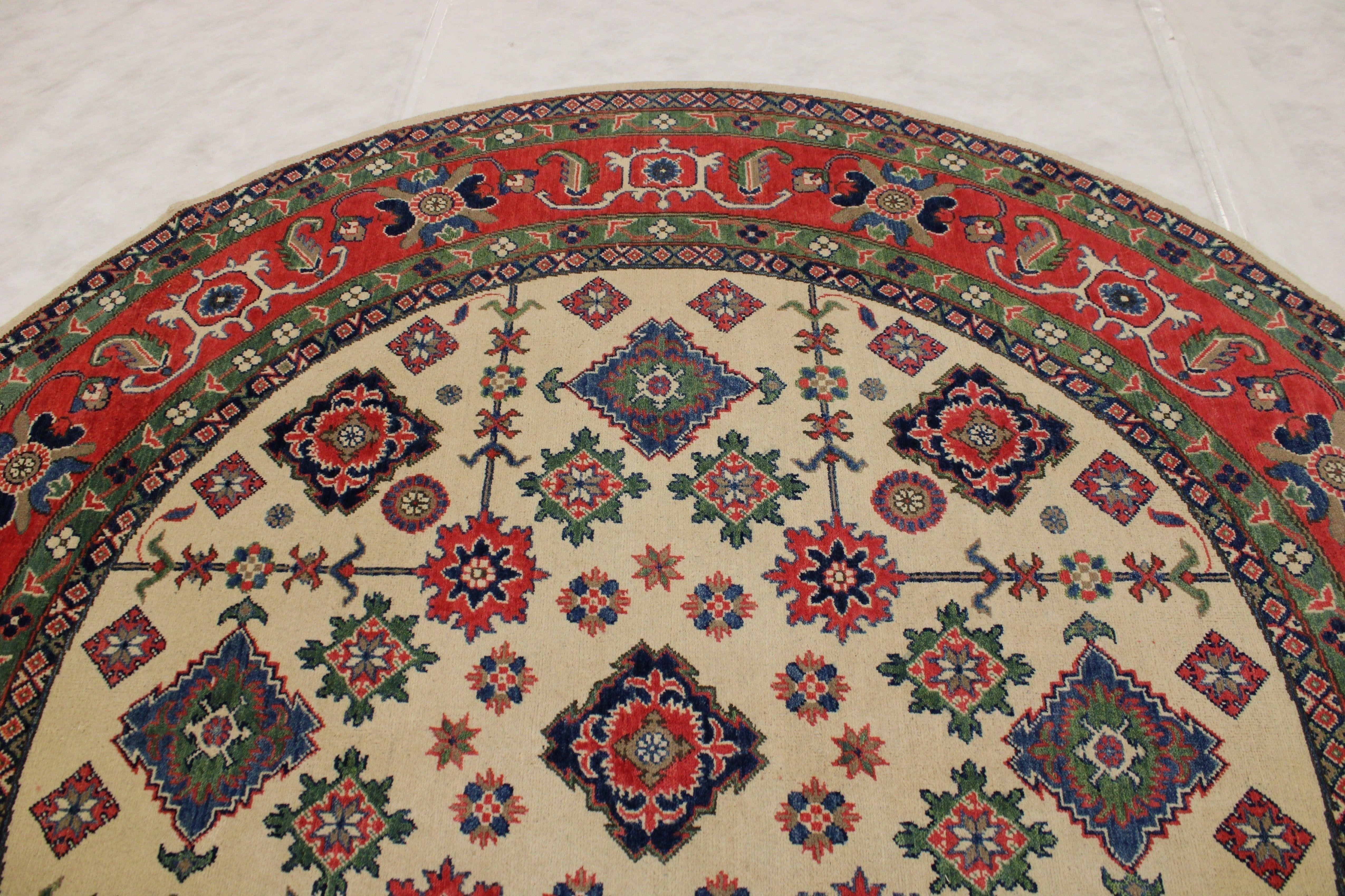 7'11" x 7'11" ft. Afghani Kazaak Round Rug