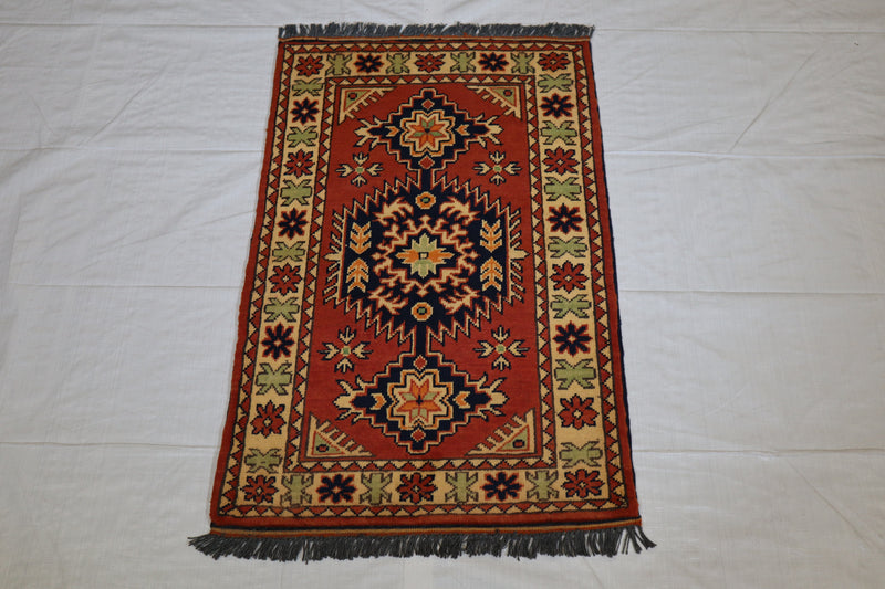 Afghan Kargahi Rug, Oriental Wool Rug, Vegetable Dye