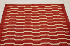 Gabbeh Rug, Hand Knotted Wool Rugs, Red Rug, Queen Bed Rug Size