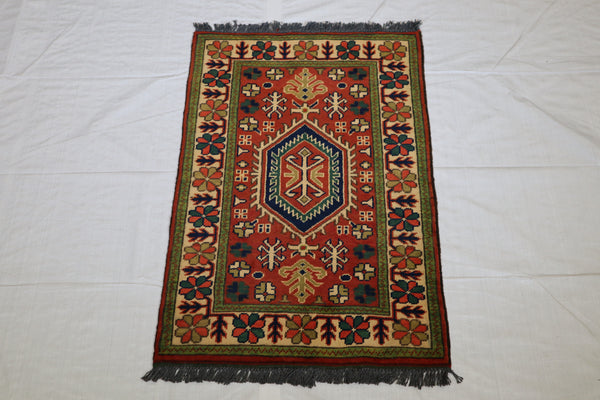 Afghan Kargahi Rug, Turkman Rug, Traditional Wool Rug