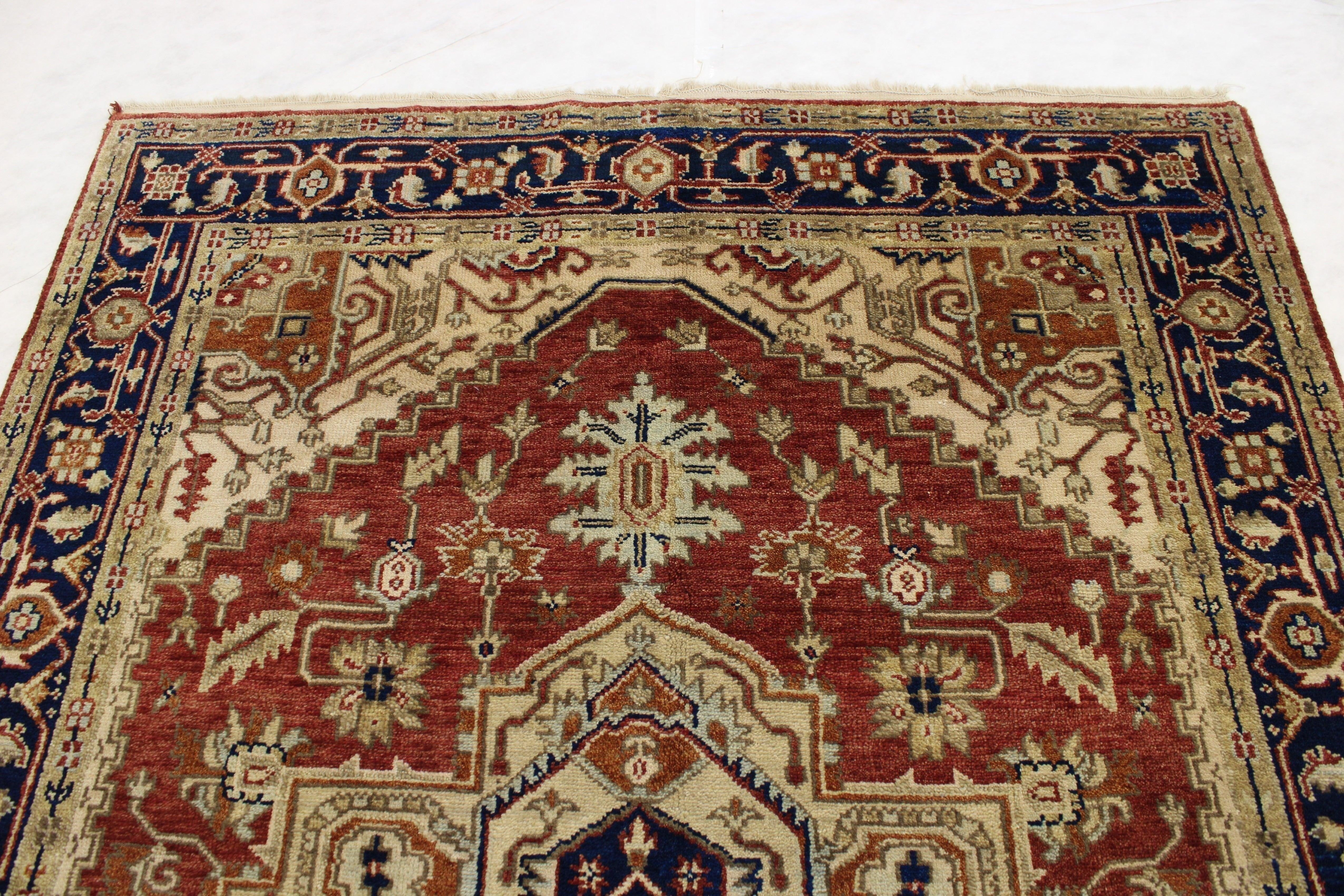 Serapi, Area Rug 6x9, Multicolored, Hand Knotted Rug, Office Rugs