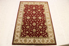 Silk Flower Rug, Hand Knotted Rug, Red Oriental Rugs, Colorful Rugs, Patio Carpet 