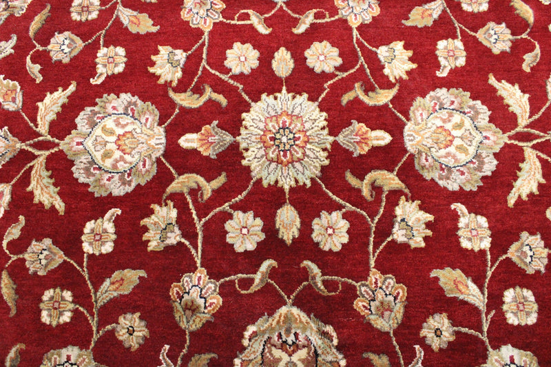 Silk Flower Rug, Hand Knotted Rug, Red Oriental Rugs, Colorful Rugs, Patio Carpet 