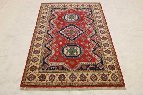 Kazak Rug, Afghan Rugs, 4x6 Rug, Area Rug For Living Room, King Bed Rug Size