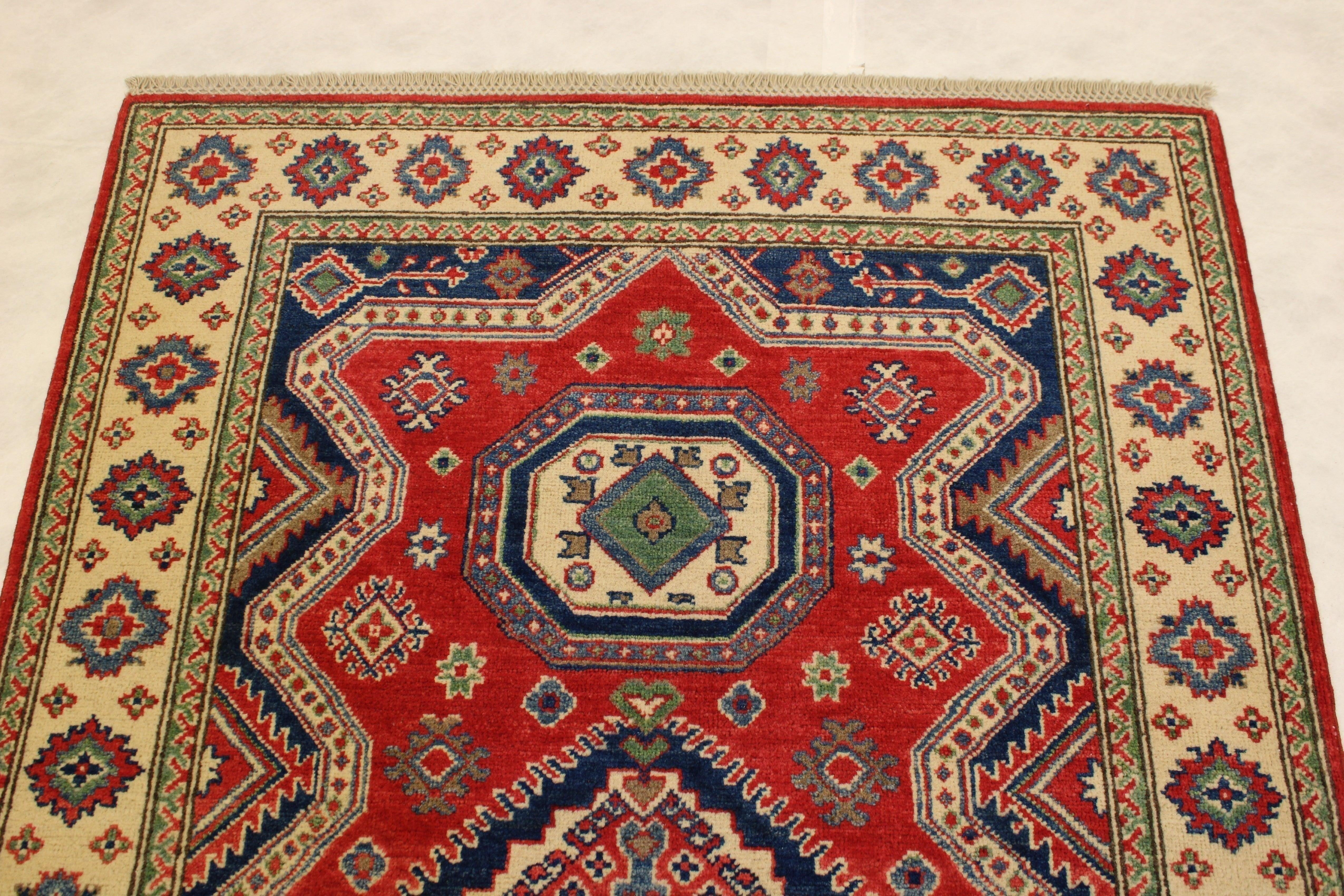 Kazak Rug, Afghan Rugs, 4x6 Rug, Area Rug For Living Room, King Bed Rug Size