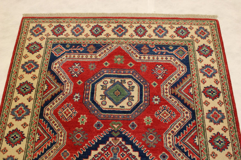 Kazak Rug, Afghan Rugs, 4x6 Rug, Area Rug For Living Room, King Bed Rug Size