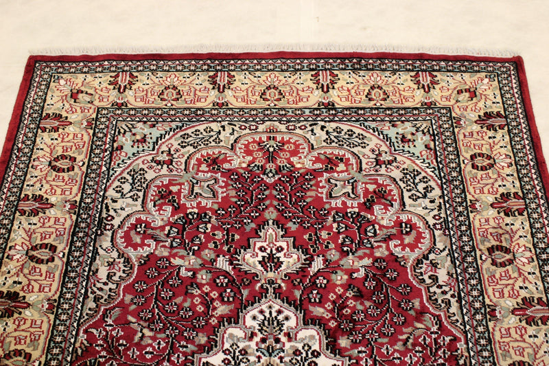 Jammu Kashmir Rug, Red Rug, 4x6 Rug, handknotted, Outdoor Camping Rugs