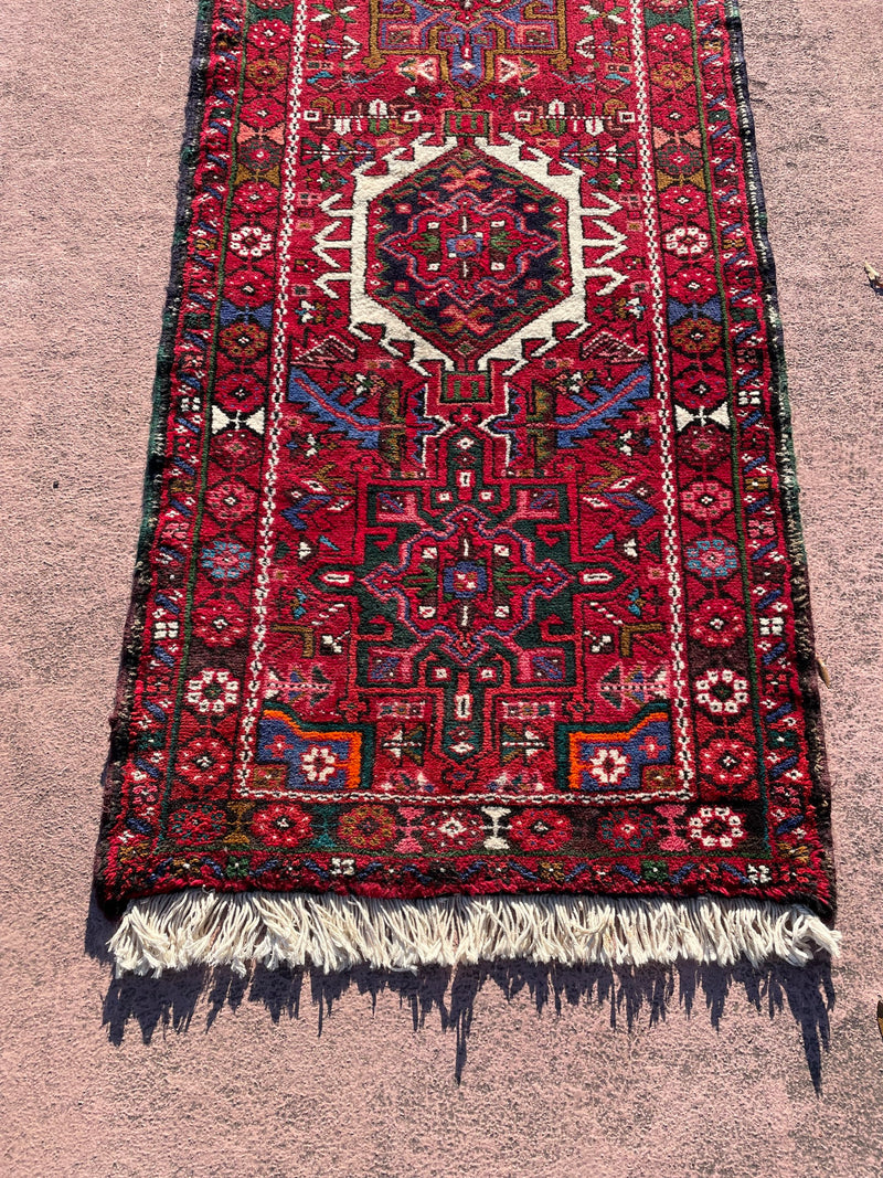 Karajeh Design Runner, Hand Knotted Wool Runner