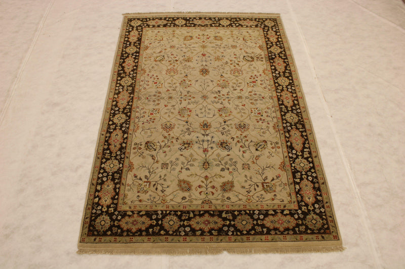 Flower Silk Hand Knotted Indian Rugs 6x9