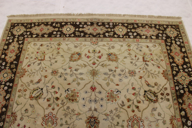 6'1" x 9'2" Silk Flower Hand Knotted Rug