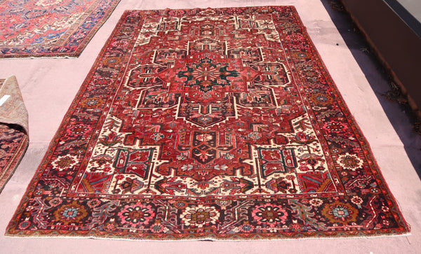 Semi Antique Rug, Heriz Rug, Vegetable Dye Rug, 8x10 Rug