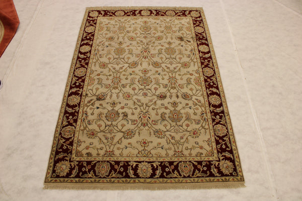 Flower Silk Rug, Persian Handmade Rug, 6x9 Area Rugs