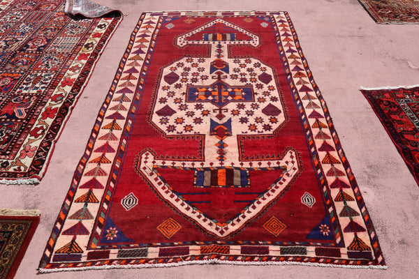 Shiraz Rug, Persian Wool Rug, Neutral Rug, Area Rug 5x9