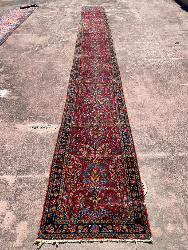 Persian Runner, Red Runner, Hand Knotted Wool Runner