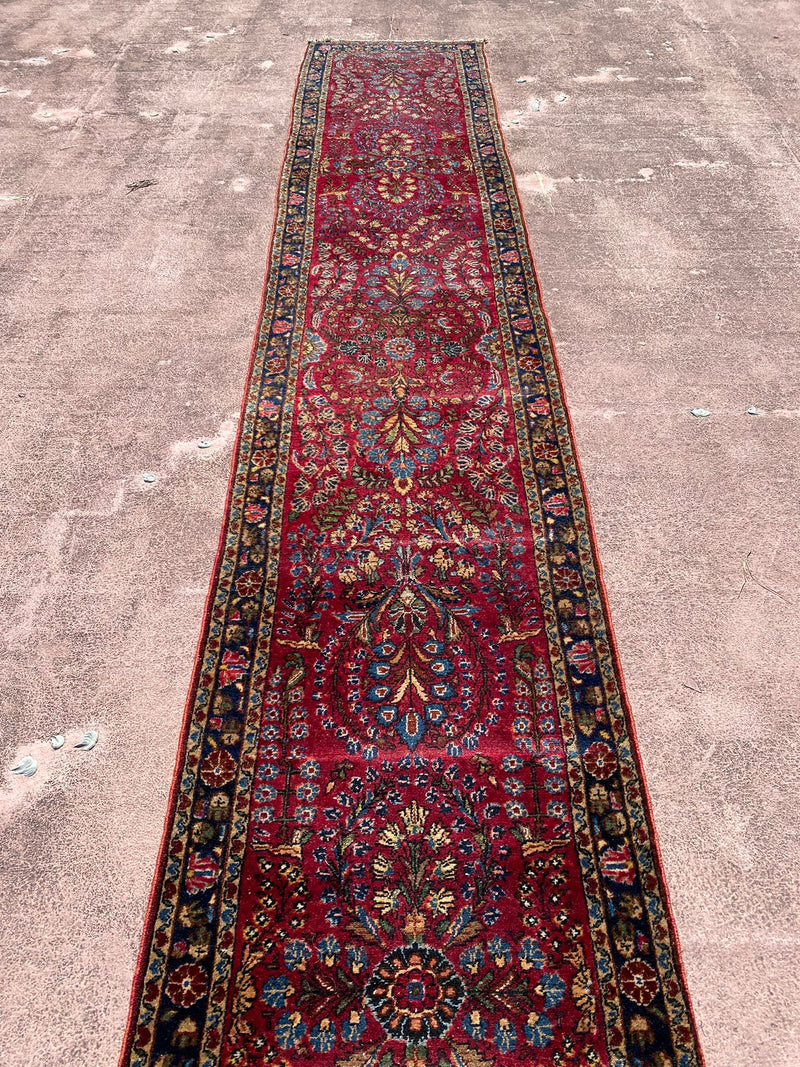 Persian Runner, Red Runner, Hand Knotted Wool Runner